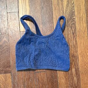 Blue Textured Women's Crop Top/Bra